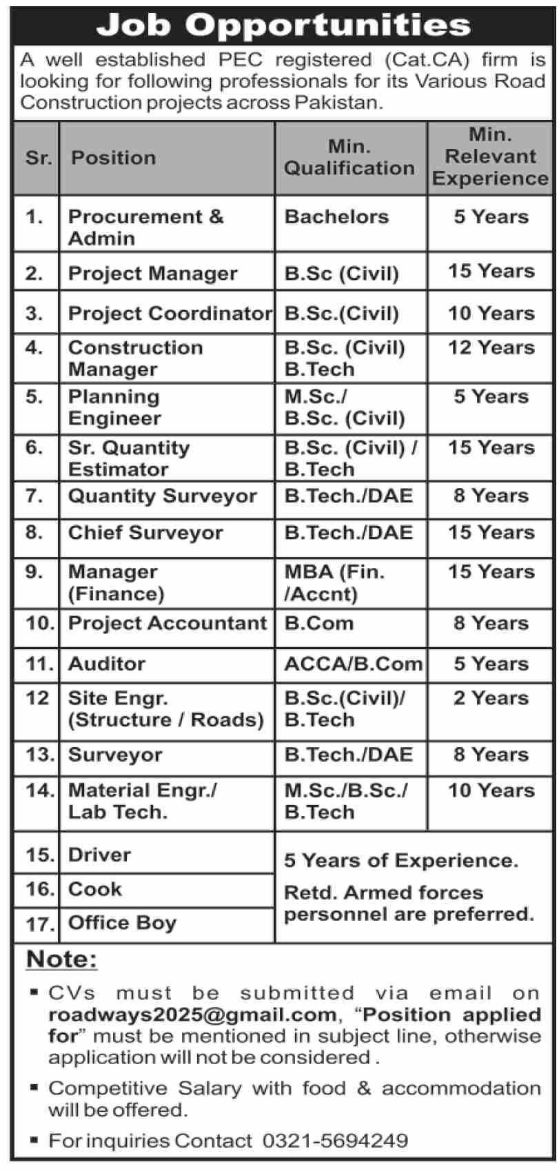 Latest Construction Manager & Planning Engineer Jobs 2025